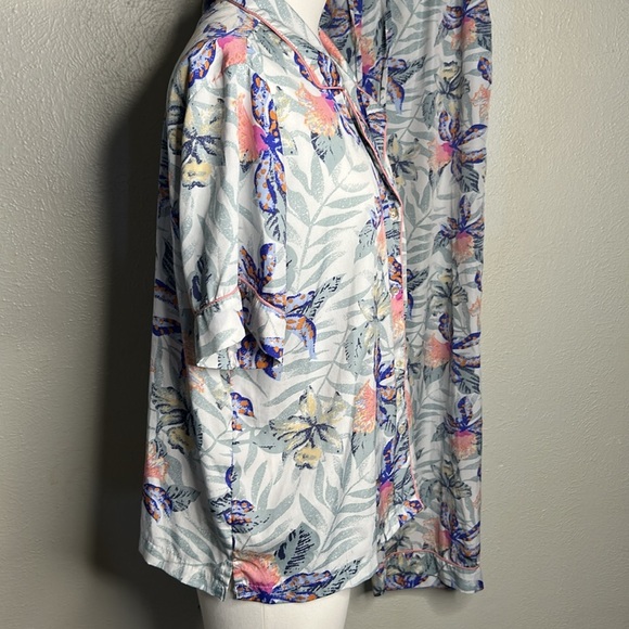 Isaac Mizrahi Sleepwear 2pc Tropical Floral Short Sleeve Pajamas Pj’s Set Sz L - Picture 7 of 13